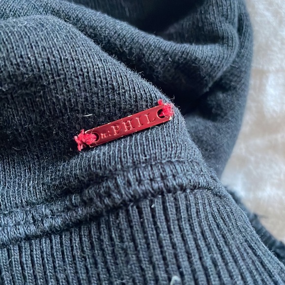 Philanthropy Cropped Sleeve Distressed Sweater - Picture 3 of 5